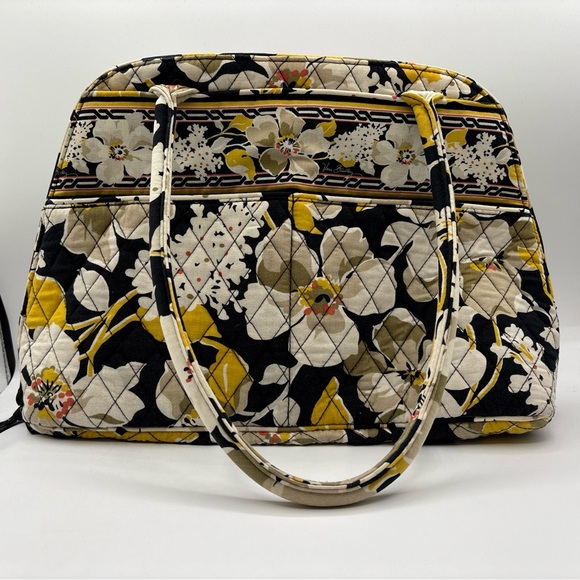 Vera Bradley Women Dogwood Clare Yellow/Black Quilted Medium Tote Bag/Purse EUC - Picture 4 of 15